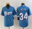 Women Nike Texas Rangers #34 Nolan Ryan skyblue majestic baseball jerseys