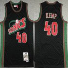 Seattle SuperSonics #40 Shawn Kemp black lattice throwback NBA Basketball Jersey-XD