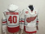 Reebok Detroit Red Wings #40 Henrik Zetterberg white NHL Hooded Sweatshirt