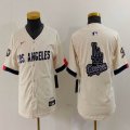 Youth Nike Los Angeles Dodgers blank beige fashion MLB baseball Jersey 06