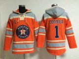 Houston Astros #1 Carlos Corre orange Baseball Hooded Sweatshirt