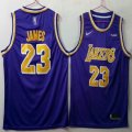 Nike Los Angeles Lakers #23 LeBron James purple basketball jerseys with Wish Patch