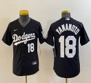 Youth Nike Los Angeles Dodgers #18 Yoshinobu Yamamoto black majestic baseball jerseys 03