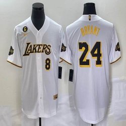 Nike Los Angeles Dodgers #8 and #24 Kobe Bryant white NBA and baseball Jerseys Joint name -BD (1)