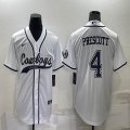 Nike Dallas Cowboys #4 Dak Prescott white baseball jerseys Joint name-BD