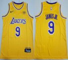 Youth Los Angeless Lakers #9 B James Jr yellow basketball jerseys