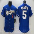 Custom Dodgers #5 Corey Seager Nike blue Dodger World Series Champions Flexbase Authentic Collection Jersey