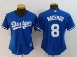 Women Los Angeles Dodgers #8 Manny Machado blue majestic Baseball Jerseys