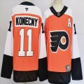 Philadelphia Flyers #11 Travis Konecny orange white black hockey jersey-PD