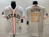 Nike Houston Astros #27 Jose Altuve white gold majestic baseball jerseys 02