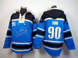 Detroit Lions #90 Ndamukong Suh blue nfl Hooded Sweatshirt