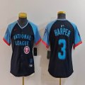 Women National League #3 Bryce Harper Nike Navy 2024 MLB All-Star Game Limited Player Jersey 02