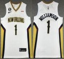 Nike New Orleans Pelicans #1 Zion Williamson white NBA basketball jerseys 6 patch