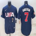 2023 World Cup #7 Tim Anderson blue USA majestic baseball jerseys