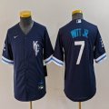 Youth Nike Kansas City Royals #7 Bobby Witt Jr. dark blue majestic baseball jerseys -BD