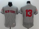 Nike New York Yankees #13 gray red Flexbase Authentic Collection Jersey-BD