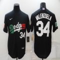 Los Angeles Dodgers 34 Fernando Valenzuela black green red majestic mlb jersey