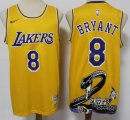 Nike Los Angeless Lakers #8 Kobe Bryant yellow throwback basketball Jersey -S8