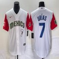 2023 World Cup Mexico #7 Julio Urias white red majestic baseball jerseys 01