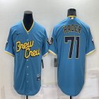 Nike Milwaukee Brewers #71 Hader skyblue majestic baseball Jersey city version