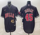 Nike Chicago Bulls 45# Michael Jordan black basketball jerseys Joint name-BD 05