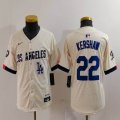 Youth Nike Los Angeles Dodgers #22 Clayton Kershaw beige fashion majestic baseball Jerseys-BD 04