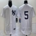 Nike New York Yankees #5 white Flexbase Authentic Collection Jersey-BD