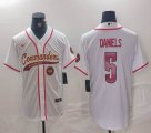 Washington Commanders #5 Jayden Daniels white baseball jersey Joint Name 02