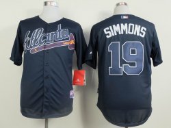 Atlanta Braves #19 Andrelton Simmons blue throwback mlb baseball jersey