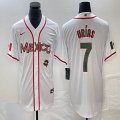 2023 World Cup Mexico #7 Julio Urias white majestic baseball jerseys 44