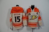 Anaheim Ducks Ryan Getzlaf 15 orange beige Hockey Hooded Sweatshirt