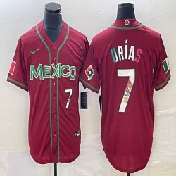 2023 World Cup Mexico #7 Julio Urias red majestic baseball jerseys 83