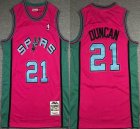 San Antonio Spurs Tim Duncan #21 Pink throwback nba basketball jersey-XD