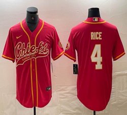 Nike Kansas City Chiefs #4 Rashee Rice red baseball jerseys Joint name-BD 01