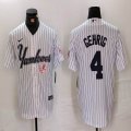 Nike New York Yankees #4 Lou Gehrig white MLB baseball Jersey Joint name -BD 02