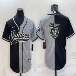 Nike Oakland Raiders blank black gray split baseball jerseys Joint name-BD