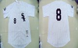 Chicago White Sox #8 White MLB Jerseys (Strip)