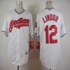 Cleveland Indians #12 Francisco Lindor white baseball jersey