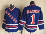 New York Rangers #1 Eddie Giacomin blue nhl hockey jersey