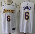 Nike Los Angeles Lakers #6 LeBron James white basketball jerseys with Sponsor patch