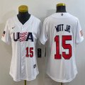 Women 2023 World Cup #15 Bobby Witt Jr. white USA majestic baseball jerseys 05