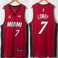 Jordan Logo Miami Heat #7 Kyle Lowry red basketball jerseys 75th-XD