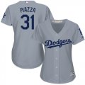 Women Los Angeles Dodgers #31 Mike Piazza gray majestic baseball jersey