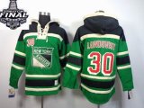 2014 stanley cup Rangers #30 Henrik Lundqvist green NHL Hooded Sweatshirt