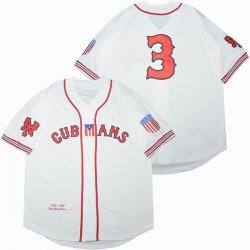 #3 NEW YORK CUBANS BUTTON-DOWN WHITE BASEBALL JERSEY-SG