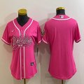 Women Nike Miami Dolphins blank pink baseball jerseys Joint name-BD