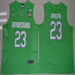 Michigan State Spartans Draymond Green 23 College Basketball Authentic Jersey Apple Green