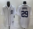 Nike Detroit Tigers #29 Skubal white Majestic baseball jerseys big logo -BD