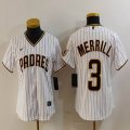 Women Nike San Diego Padres #3 Jackson Merrill white MLB Baseball jerseys