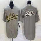 Nike Oakland Athletics blank gray majestic baseball jersey big logo 02